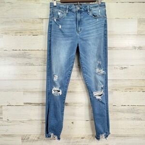 Abercrombie & Fitch Simone‎ Mid Rise Ankle Distressed Light Wash Jeans Size 28